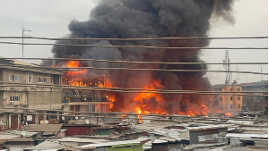 Several shops at the Central Market in Adum have been destroyed