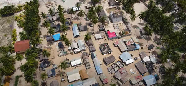 A drone shot of the houses belonging to Ghanaians living in Ivory Coast