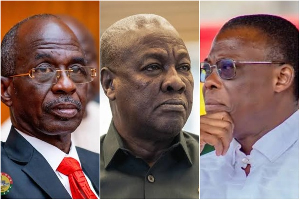 L-R: NDC Chairman Asiedu Nketiah, President Mahama and General Secretary Fifi Kwetey
