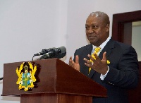 Mahama speaking at the opening of the newly-constructed modern court complex in Accra