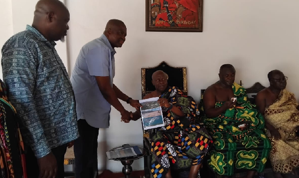 Officials of the Minerals Commission in an engagement with the traditional authorities