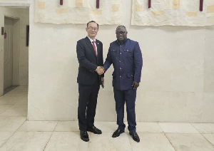 The Korean Ambassador Park Kyongsig (L) with Seidu Issifu during their meeting