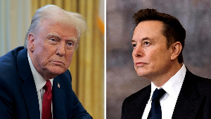 A photo collage of US President Donald Trump (L) and businessman Elon Musk