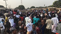 Residents in Dambai jubilating after the announcement