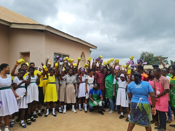 The school children present were supplied with free sanitary pads