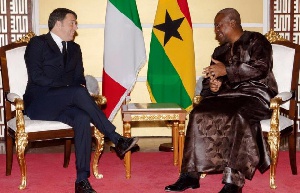 Italian Prime Minister, Matteo Renzi (left) meets Mahama
