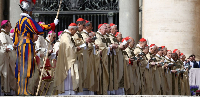 Cardinals attend the Easter Sunday Mass in St. Peter's Square at the Vatican, April 20, 2025.
