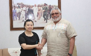 Former President Jerry John Rawlings and outgoing Chinese Ambassador to Ghana
