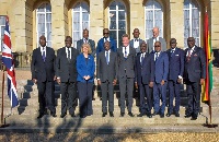 Ghanaian officials led by Dr Bawumia in a group photo with officials from the United Kingdom