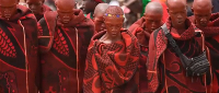 Initiates return following a traditional initiation practice, in Phuthaditjhaba, South Africa