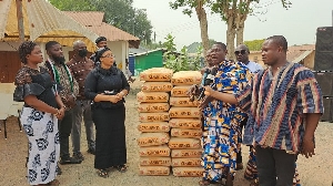 MP for Shai Osudoku Constituency, Linda Ocloo cut thesod for a toilet project