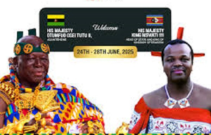 A flyer for the event features Asantehene Otumfuo Osei Tutu II (L) and King Mswati III