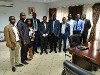 Members of the Ghana Gulf Chamber of Commerce with Ibrahim Mohammed Awal