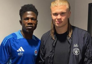 Ghanaian attacker Zuberu Sharani and Erling Haaland