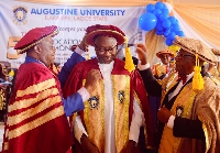Femi Otedola (middle) being conferred the chancellorship