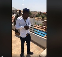 Shatta Wale on the roof top of his new Zylofon House