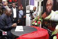 Dr Mahamudu Bawumia signs the Book of Condolence opened at the late broadcaster
