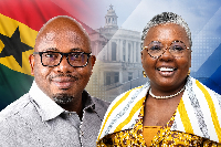 Ebow Mensah (L) and Fisheries & Acquaculture Minister, Emelia Arthur (R)