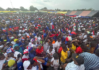 A sea of people gathered to listen to NPP Flagbearer, Dr. Mahamudu Bawumia