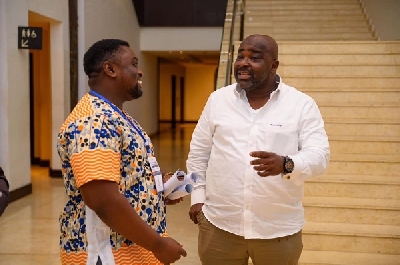 Samuel Kwame Boadu with the Deputy Minister of Trade and Industry, Michael Okyere Baafi