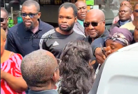 President Mahama with members of the Ghanaian diaspora at a local eatery in London