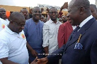 Sammy Awuku and other bigwigs of the party were at the Kumasi airport to welcome Otumfuo