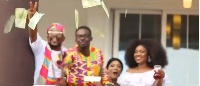 Nana Appiah Mensah and his friends splashing money at the wedding