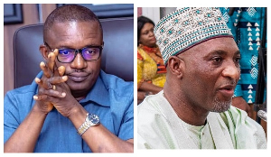 A photo collage of energy minister, John Jinapor and interior minister, Mohammed-Mubarak Muntaka