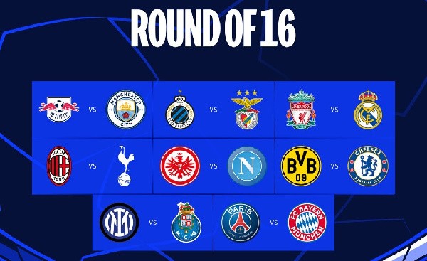 Champions League Round of 16 pairings