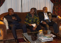 Mahama seated with Ghana's Representative to the UN, Mrs. Martha Ama Pobee and Amb. Gen. Smith