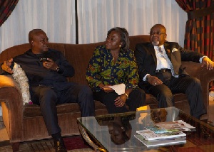 Mahama seated with Ghana's Representative to the UN, Mrs. Martha Ama Pobee and Amb. Gen. Smith