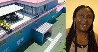 Bernice Preprah and one of her homes made from cargo containers