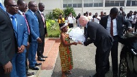 Infantino welcomed at the airport by Ghana FA president, Kwesi Nyantakyi