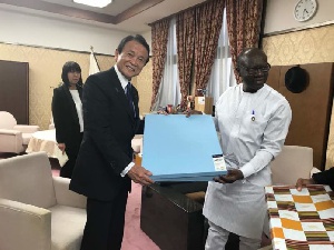 Ken Ofori Atta And The Japanese Deputy Prime Minister Taro Aso 696x522