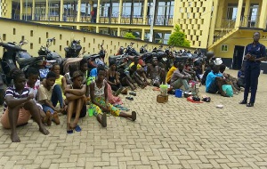 The suspects at the police headquarters