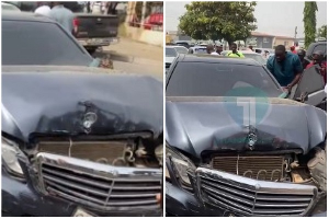 Bishop Elisha Salifu Amoako's car after the crash