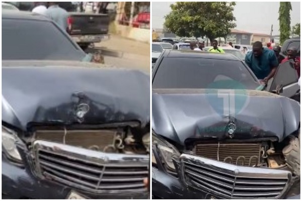 Bishop Elisha Salifu Amoako's car after the crash