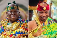 Otumfuo Osei Tutu II (L) recently fumed about Nana Gyafla II being prevented from serving his people