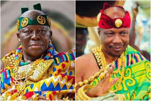 Otumfuo Osei Tutu II (L) recently fumed about Nana Gyafla II being prevented from serving his people