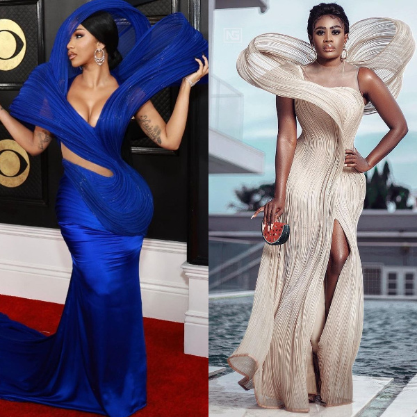 Cardi B and Nana Akua Addo rocking similar attires two years apart