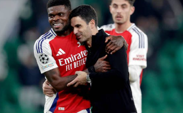 Thomas Partey and Arsenal head coach Mikel Arteta