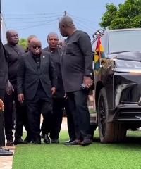 President Nana Addo Dankwa Akufo-Addo (m) walking to the grounds of the funeral