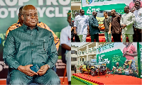 The Minister for Food and Agriculture, Eric Opoku with officials from EEZZY Group Foundation