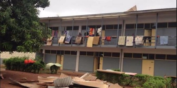 Picture shows roofing sheets that have been ripped off at the school due to the rainstorm