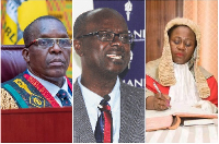 Speaker Alban Bagbin, Prof Stephen Kwaku Asare and Chief Justice Gertrude Torkornoo