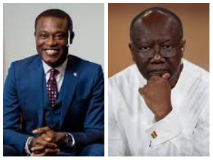 A photo collage of Kissi Agyebeng and Ken Ofori-Atta