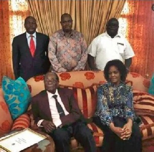 Zimbabwean president Robert Mugabe with his wife and some of his close aides