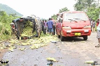 A gory accident on the Odumase-Assesewa road in the Eatern region has taken the life of five persons