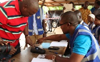 President John Dramani Mahama at a polling station (file photo)