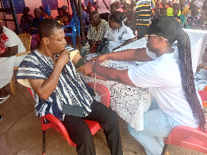 The Akosombo Lions Club held a health outreach at Gberkormanya, Somanya.